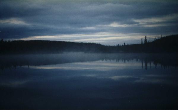 Fog rising above nameless lake